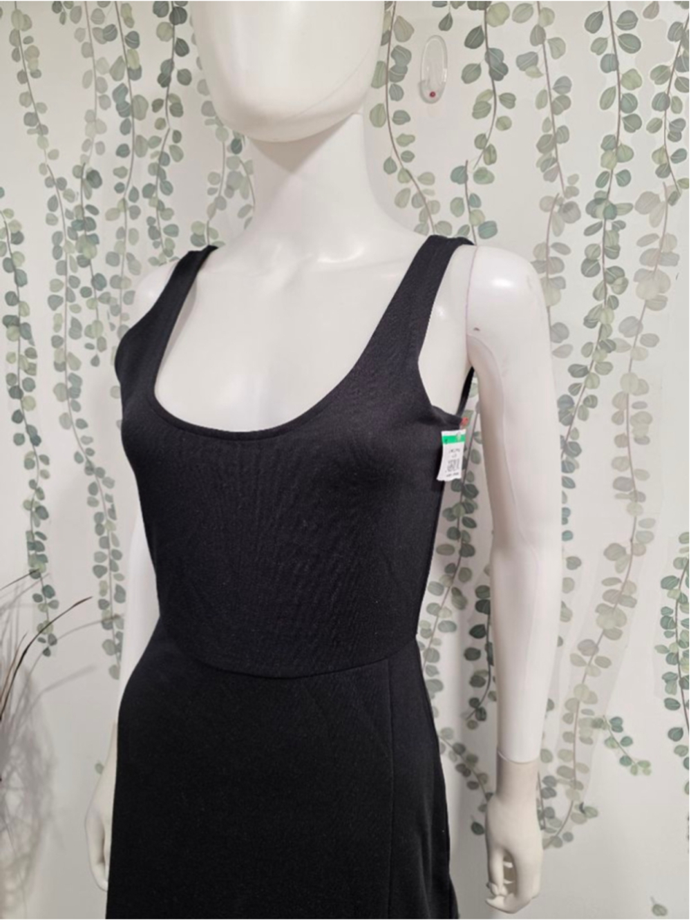 Open Edit Black Sleeveless Midi Dress Side Slit Stretch Knit Size Medium NWOT - Picture 5 of 10